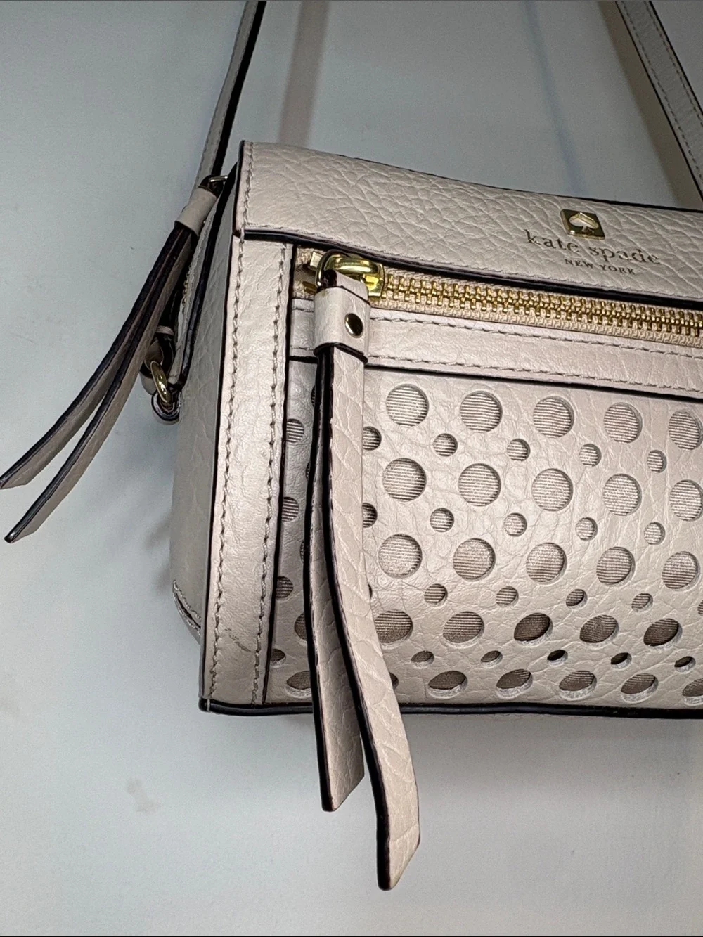 Kate Spade New York Perri Lane Looloo Bubbles Crossbody Perforated Polka Dot